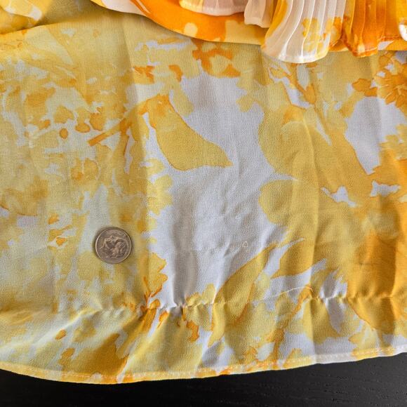 Anthropologie BHLDN Ava Yellow Ruffle Maxi Dress Chiffon Lace Women Large - Picture 13 of 15